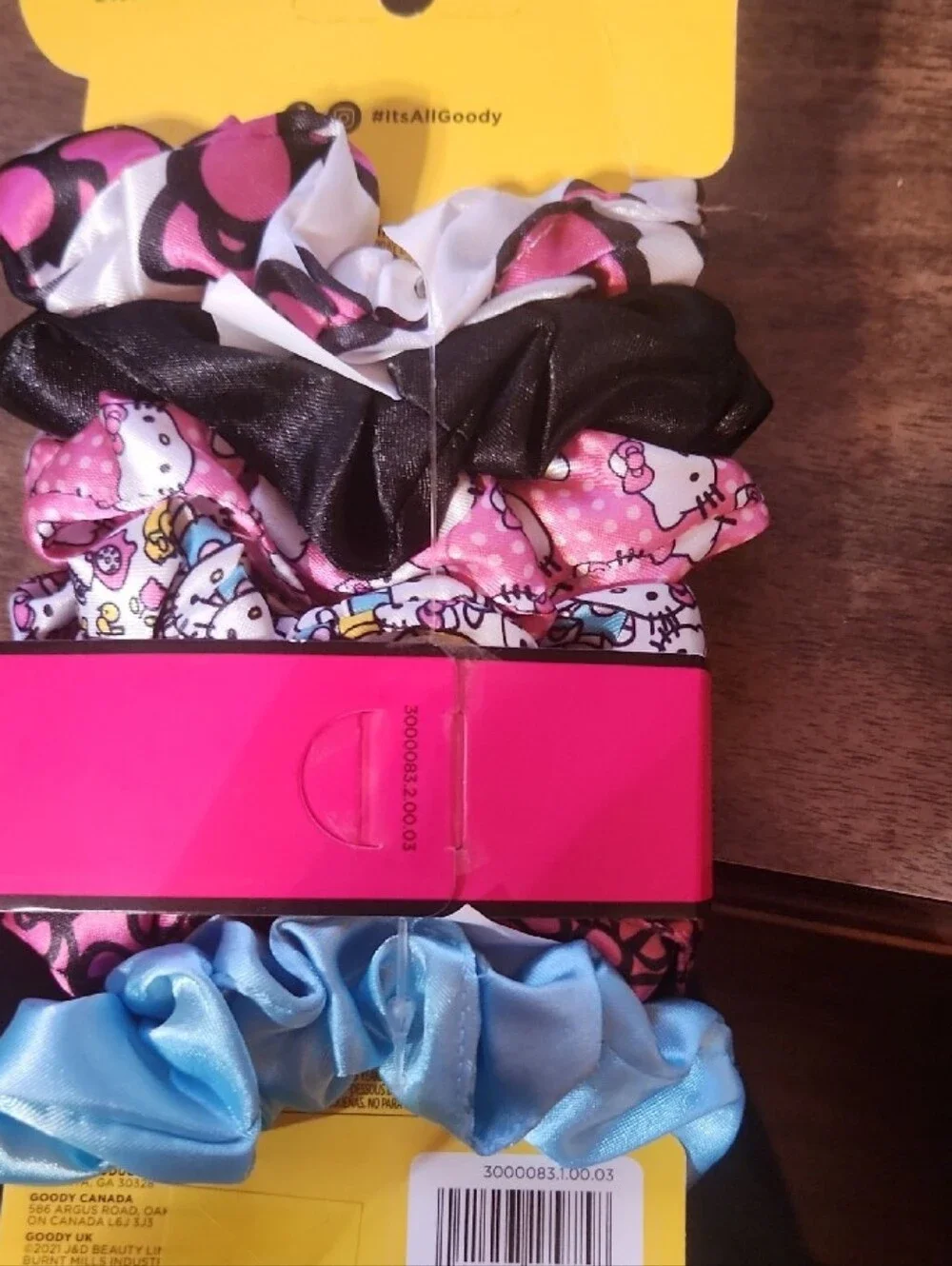 Hello Kitty Pink Black Blue 6-Pack Scrunchies